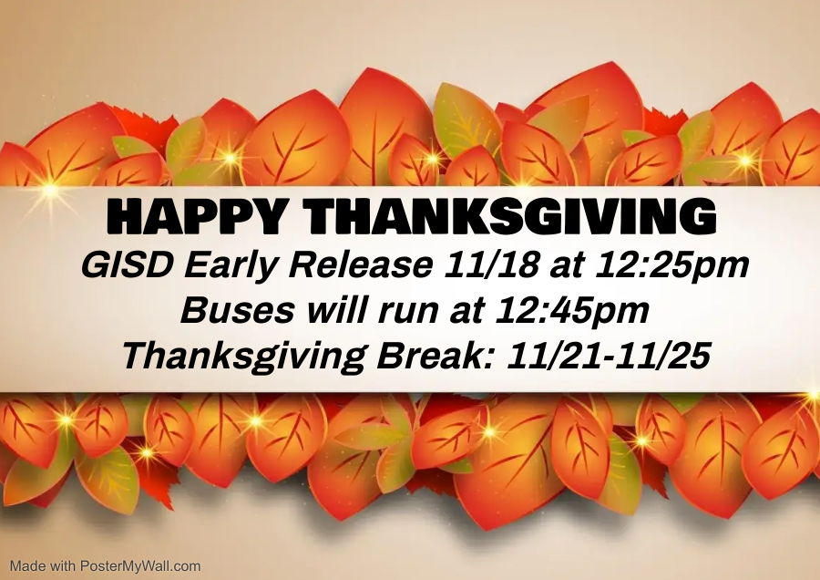 Thanksgiving Early Release